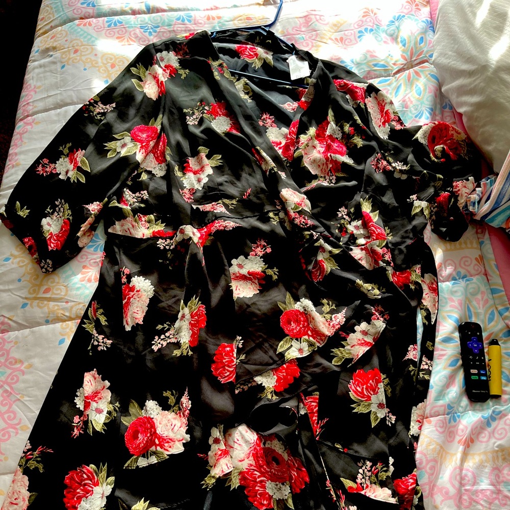 2tier sexy silky blouse or dress with attached side tie belt